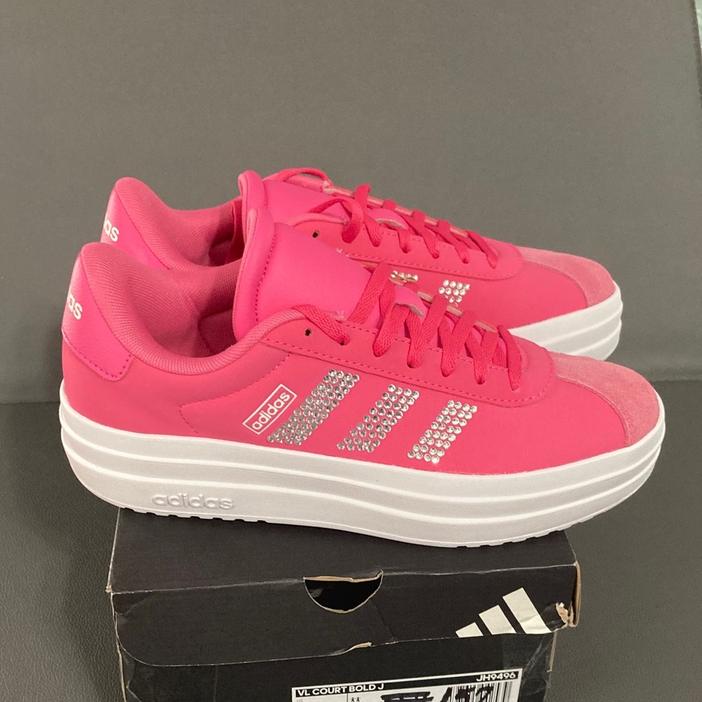 Adidas Women's Bright Pink with Bling stripes!